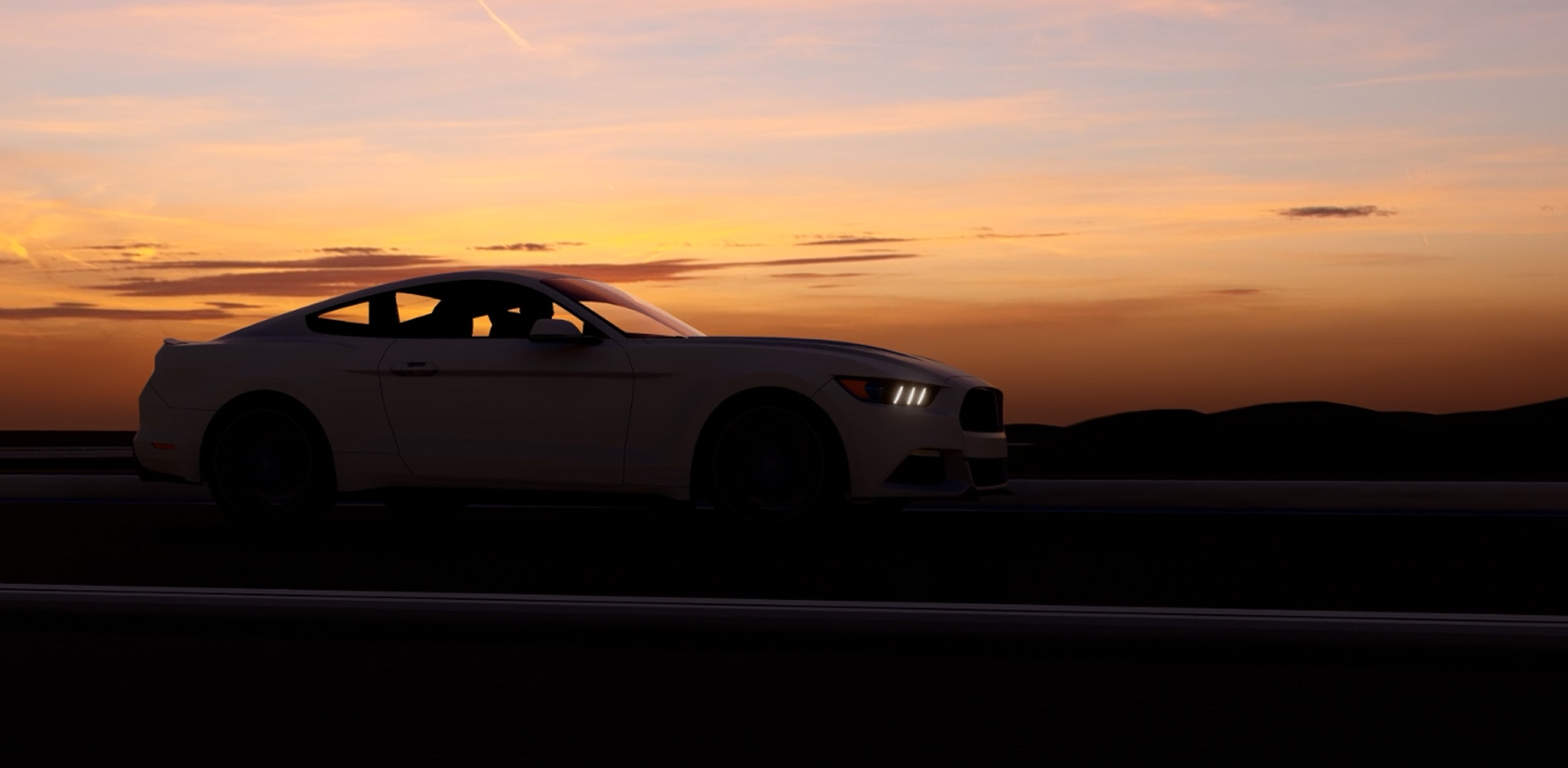 Automotive industry application showing a vehicle silhouette in motion.